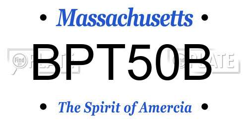 BPT50B Massachusetts License Plate