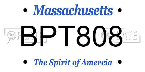 BPT808 Massachusetts License Plate