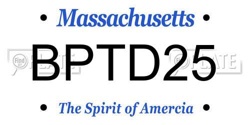 BPTD25 Massachusetts License Plate