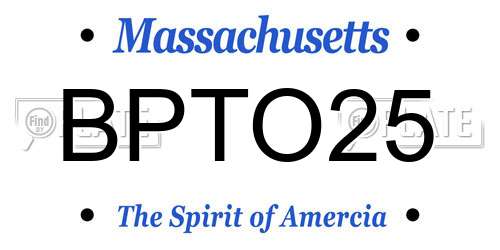 BPTO25 Massachusetts License Plate
