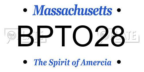 BPTO28 Massachusetts License Plate