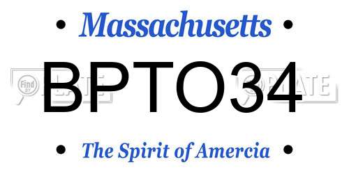 BPTO34 Massachusetts License Plate