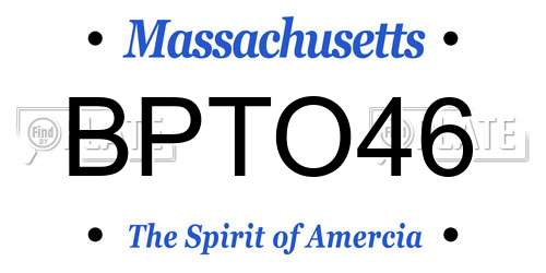 BPTO46 Massachusetts License Plate