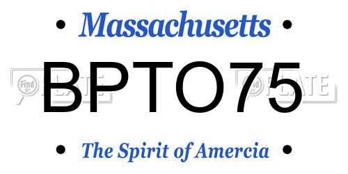 BPTO75 Massachusetts License Plate