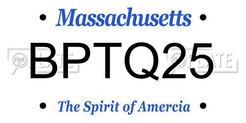 BPTQ25 Massachusetts License Plate