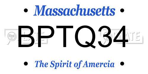 BPTQ34 Massachusetts License Plate