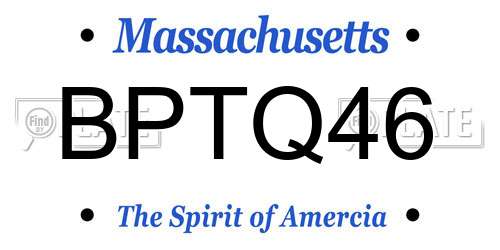 BPTQ46 Massachusetts License Plate