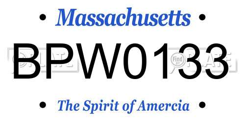 BPW0133 Massachusetts License Plate
