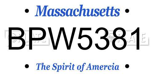 BPW5381 Massachusetts License Plate