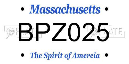 BPZ025 Massachusetts License Plate