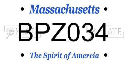 BPZ034 Massachusetts License Plate