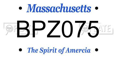 BPZ075 Massachusetts License Plate