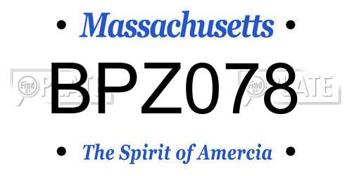 BPZ078 Massachusetts License Plate