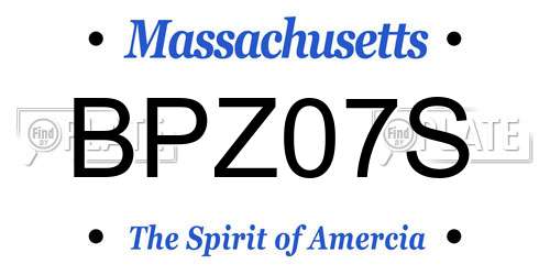 BPZ07S Massachusetts License Plate
