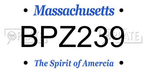 BPZ239 Massachusetts License Plate