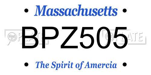 BPZ505 Massachusetts License Plate