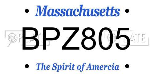 BPZ805 Massachusetts License Plate