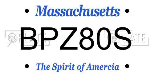 BPZ80S Massachusetts License Plate