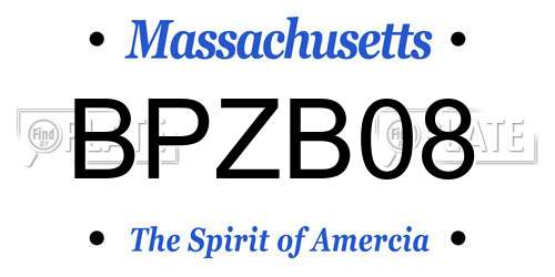 BPZB08 Massachusetts License Plate