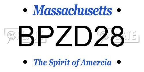 BPZD28 Massachusetts License Plate