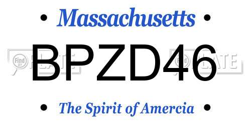 BPZD46 Massachusetts License Plate