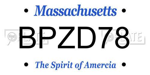 BPZD78 Massachusetts License Plate
