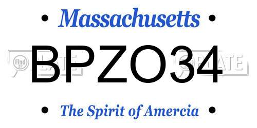 BPZO34 Massachusetts License Plate
