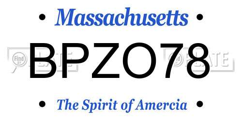 BPZO78 Massachusetts License Plate