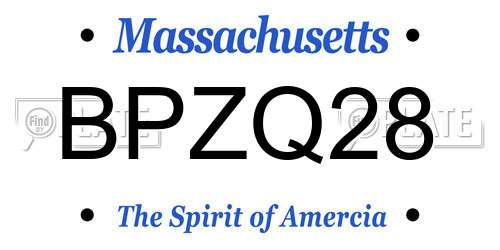 BPZQ28 Massachusetts License Plate
