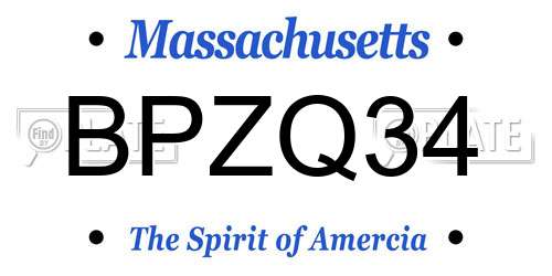 BPZQ34 Massachusetts License Plate