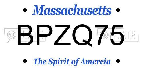 BPZQ75 Massachusetts License Plate