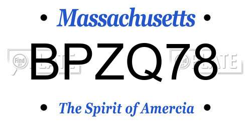 BPZQ78 Massachusetts License Plate
