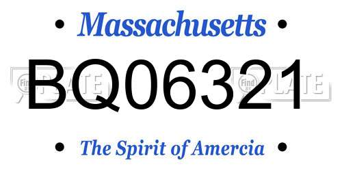 BQ06321 Massachusetts License Plate