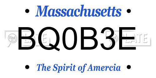 BQ0B3E Massachusetts License Plate