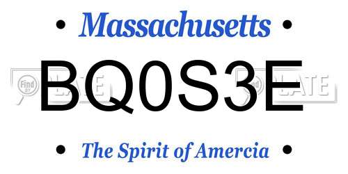 BQ0S3E Massachusetts License Plate