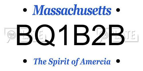 BQ1B2B Massachusetts License Plate