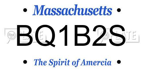 BQ1B2S Massachusetts License Plate