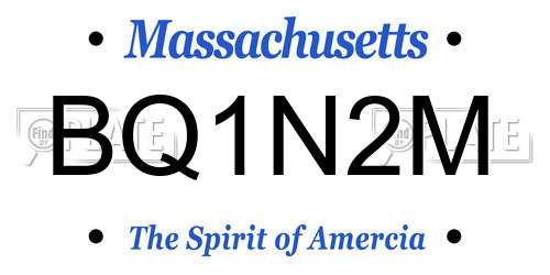 BQ1N2M Massachusetts License Plate