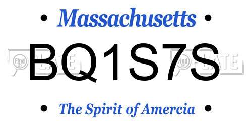 BQ1S7S Massachusetts License Plate