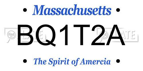 BQ1T2A Massachusetts License Plate