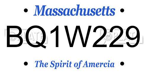 BQ1W229 Massachusetts License Plate