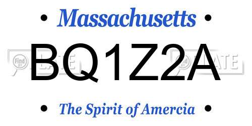 BQ1Z2A Massachusetts License Plate