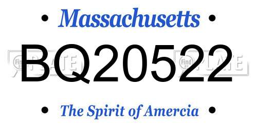 BQ20522 Massachusetts License Plate