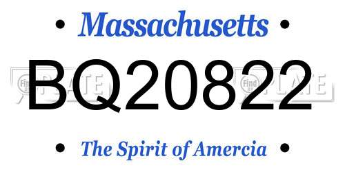 BQ20822 Massachusetts License Plate