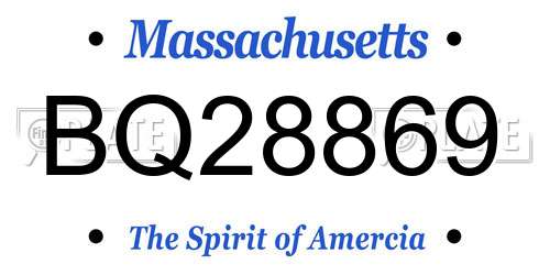 BQ28869 Massachusetts License Plate