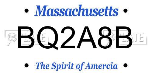 BQ2A8B Massachusetts License Plate