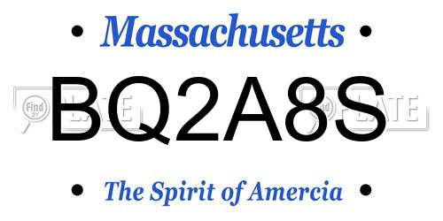 BQ2A8S Massachusetts License Plate