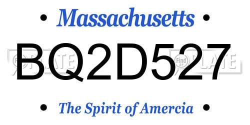 BQ2D527 Massachusetts License Plate