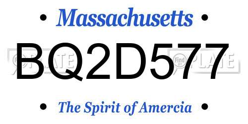 BQ2D577 Massachusetts License Plate