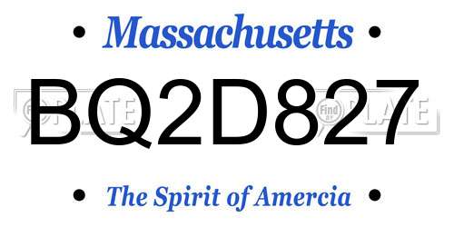 BQ2D827 Massachusetts License Plate